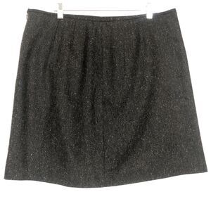 Eddie Bauer Gray Tweed Wool & Silk Blend Fully Lined Mini Skirt Size 20